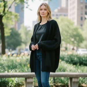 Elegant Black Open-Front Angora